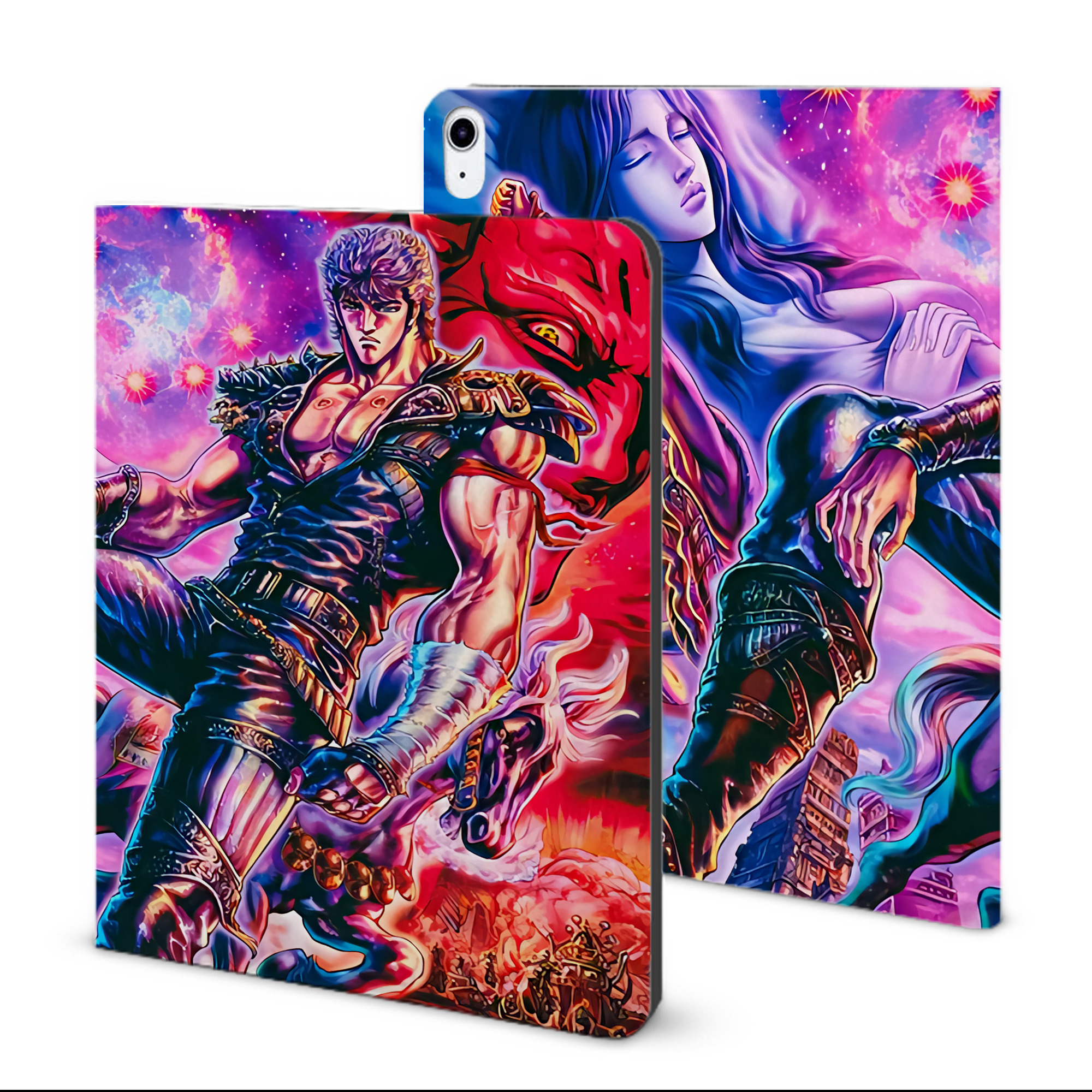 （画像用） 北斗の拳 Fist of the North Star IPad ケース ブック型 PUレザー TPU 耐衝撃 軽量 薄型 ペン収納なし 全面保護 IPad 各モデル対応